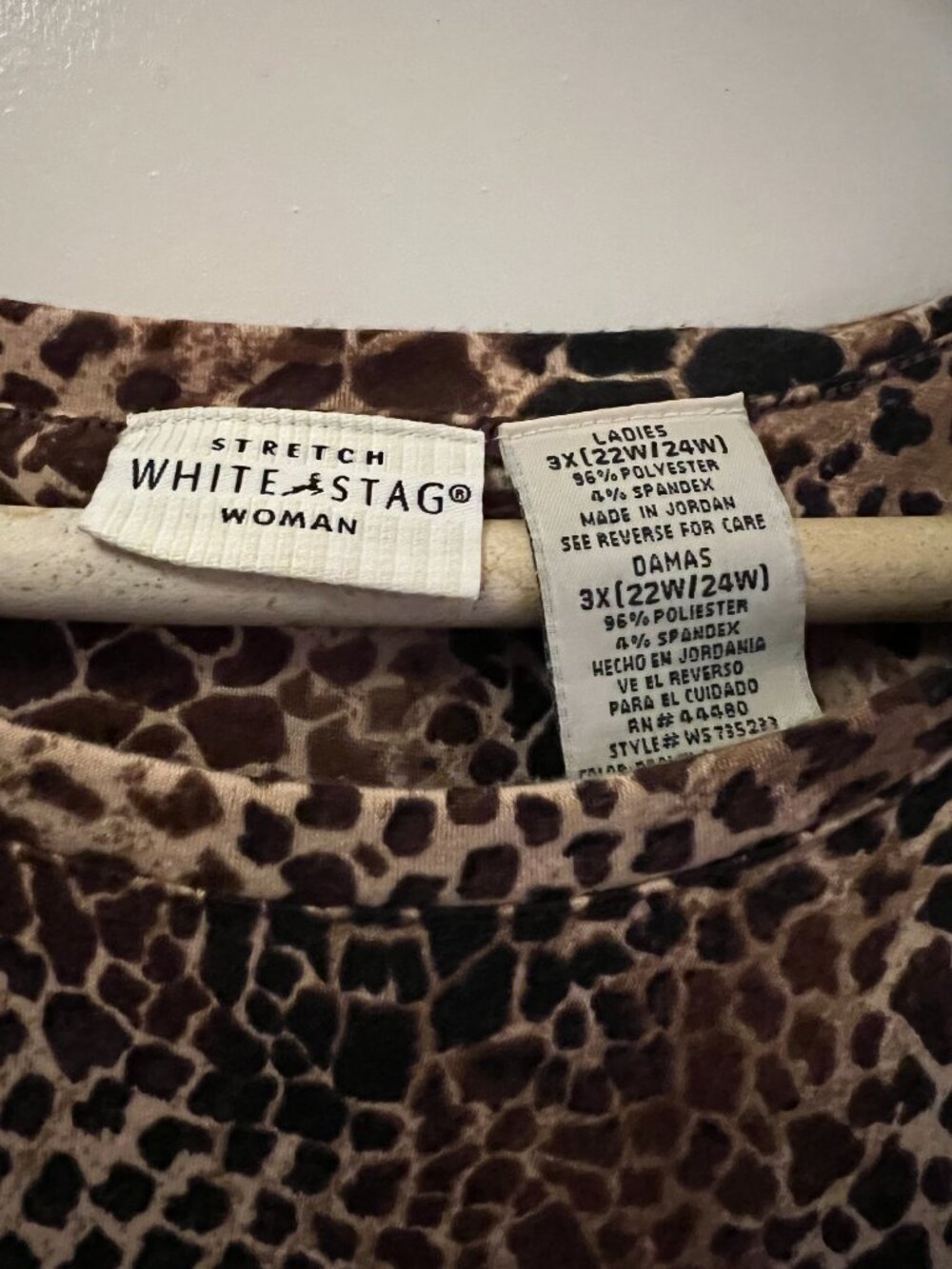 White Stag Leopard Blouse W 3X - Picture 2 of 3